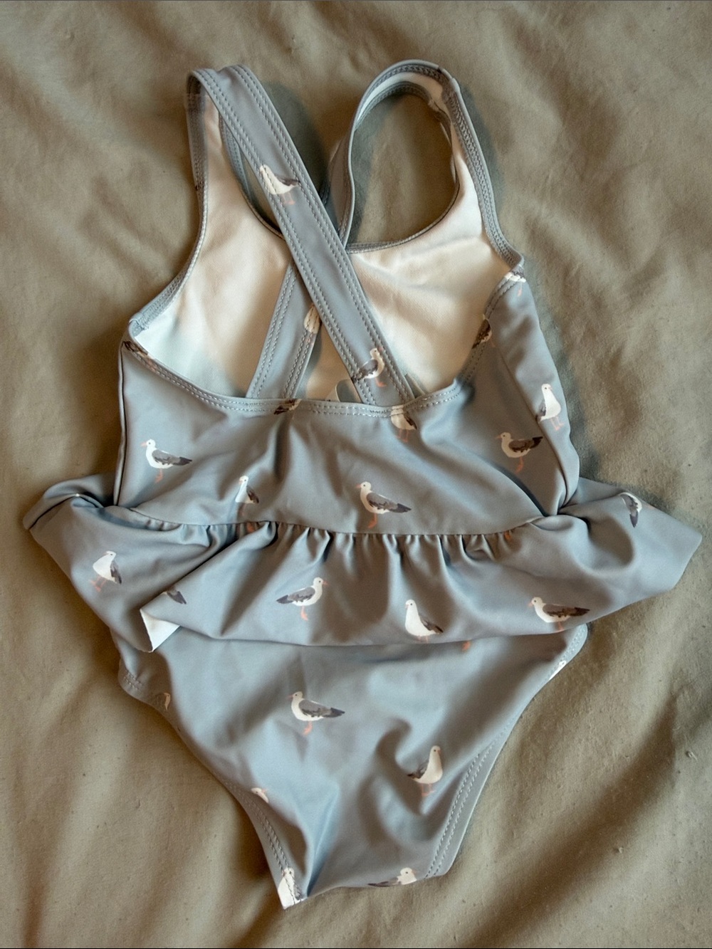 Little Planet- Light Blue Seagull Print Ruffled One-Piece Swimsuit - Kids Swim - Picture 3 of 4